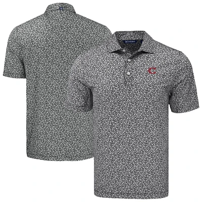 Men's Cutter & Buck Black Cincinnati Reds Big & Tall City Connect Pike Eco Flora Print Recycled Polo
