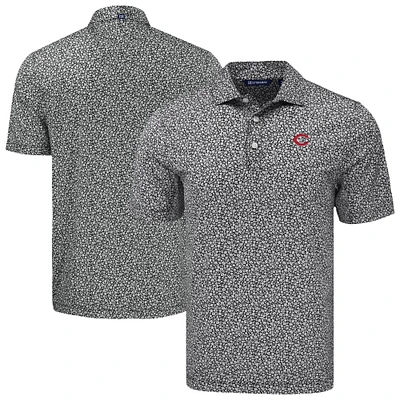 Men's Cutter & Buck Black Cincinnati Reds Big Tall Pike Eco Flora Print Recycled Polo