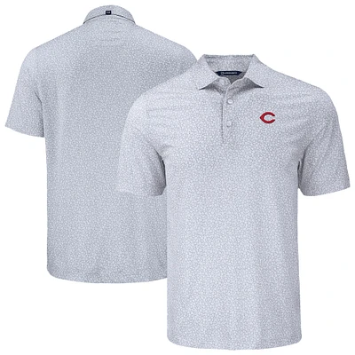 Men's Cutter & Buck Gray Cincinnati Reds Big Tall Pike Eco Flora Print Recycled Polo