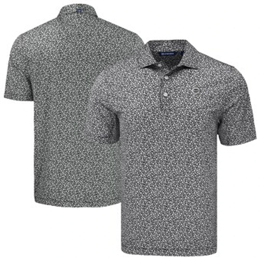 Men's Cutter & Buck Black Cincinnati Reds Big Tall Pike Eco Flora Print Recycled Polo