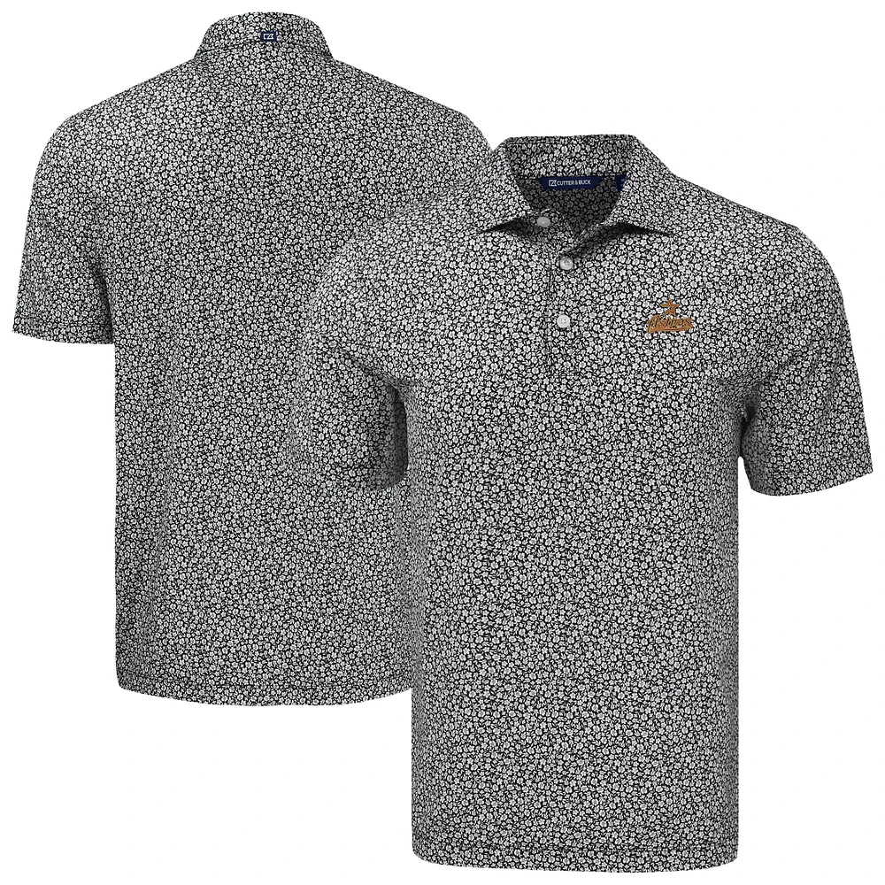 Men's Cutter & Buck Black Houston Astros Big Tall Pike Eco Flora Print Recycled Polo