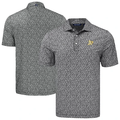 Men's Cutter & Buck Black Athletics Big Tall Pike Eco Flora Print Recycled Polo