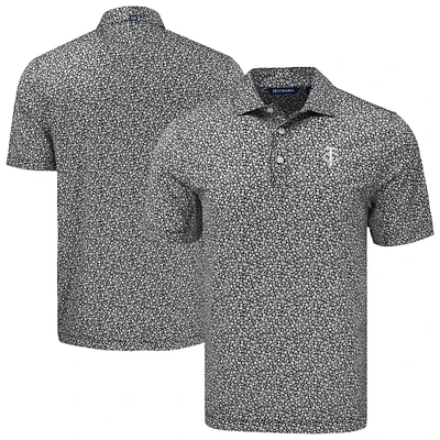 Men's Cutter & Buck Black Minnesota Twins Big Tall Pike Eco Flora Print Recycled Polo