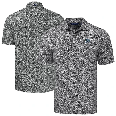 Men's Cutter & Buck Black Tampa Bay Rays Big Tall Pike Eco Flora Print Recycled Polo