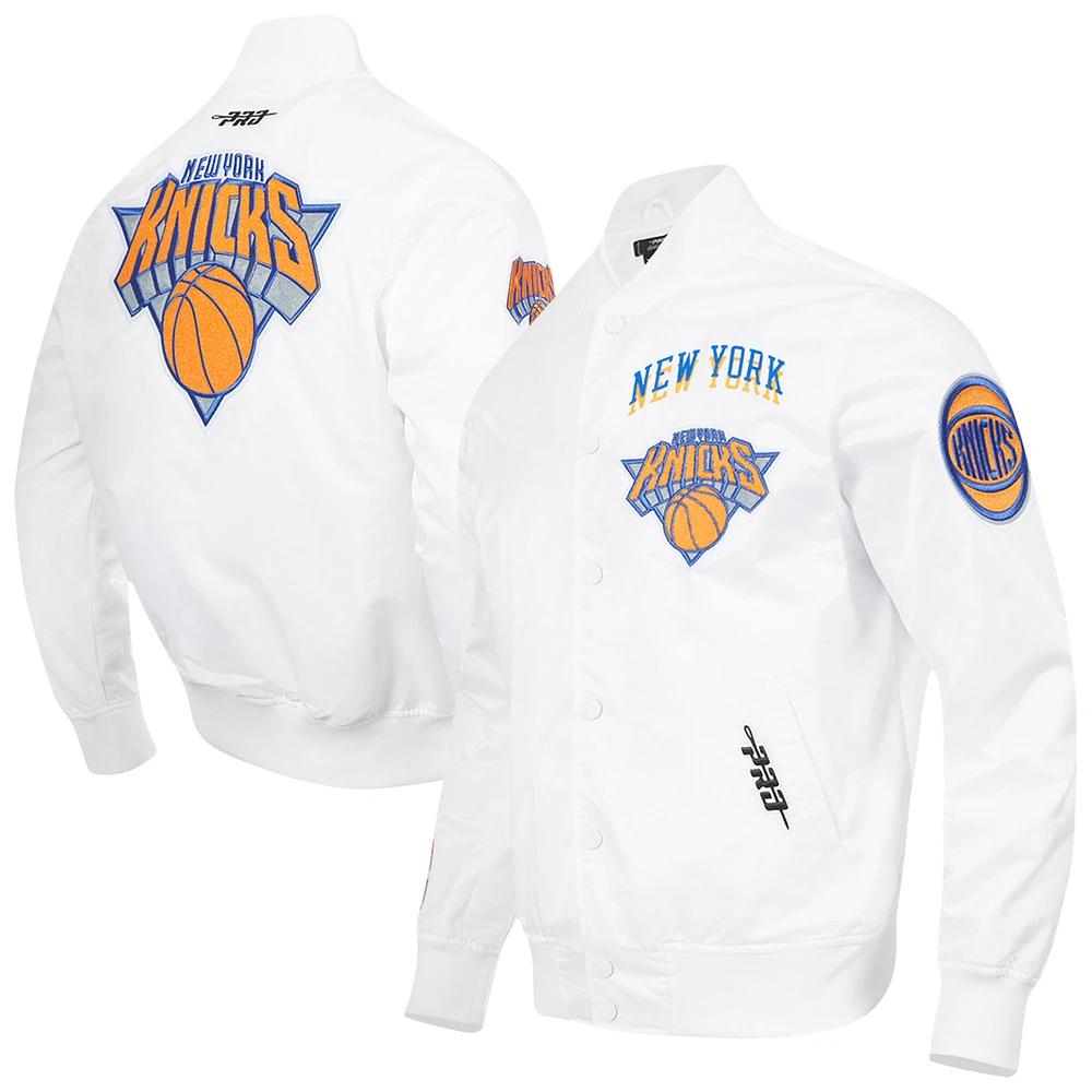 Men's Pro Standard White New York Knicks 2024/25 City Edition Chenille Satin Full-Snap Jacket