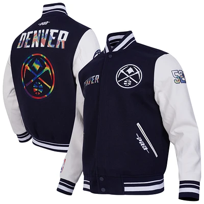 Men's Pro Standard Navy Denver Nuggets 2024/25 City Edition Wool Varsity Full-Zip Jacket