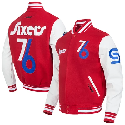Men's Pro Standard Red Philadelphia 76ers 2024/25 City Edition Wool Varsity Full-Zip Jacket