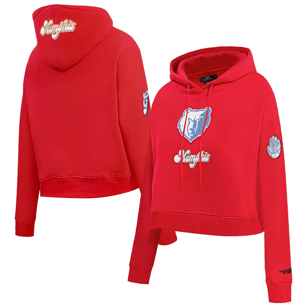 Women's Pro Standard Red Memphis Grizzlies 2024/25 City Edition Chenille Applique Cropped Pullover Hoodie