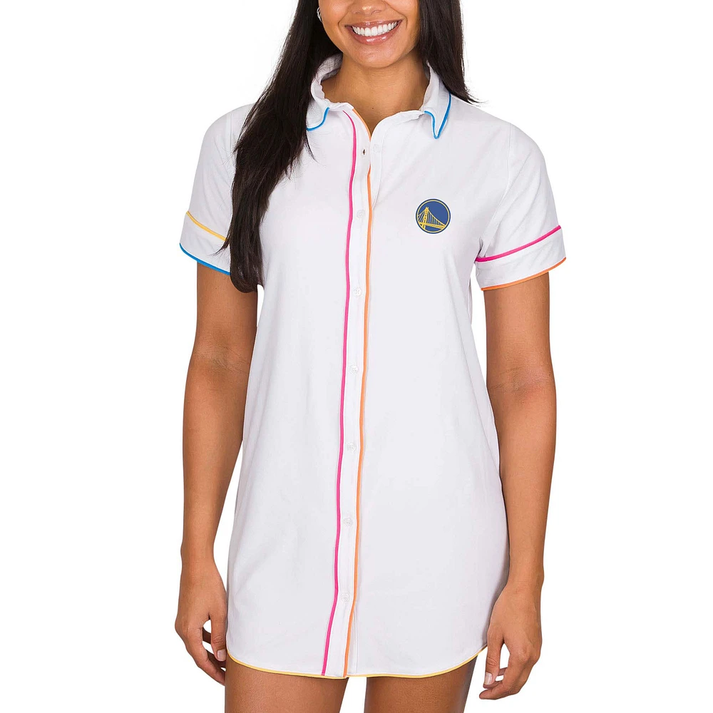 Women's Concepts Sport White Golden State Warriors Flutter Knit Nightshirt