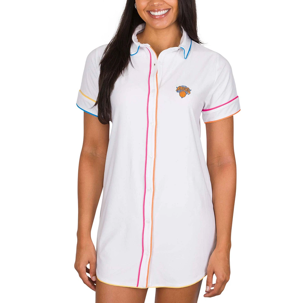 Women's Concepts Sport White New York Knicks Flutter Knit Nightshirt