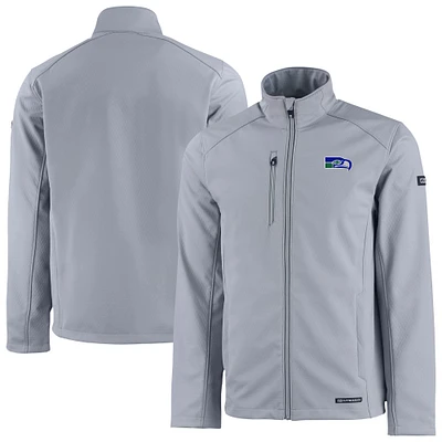 Men's Cutter & Buck Gray Seattle Seahawks Evoke Eco Softshell Recycled Full-Zip Jacket