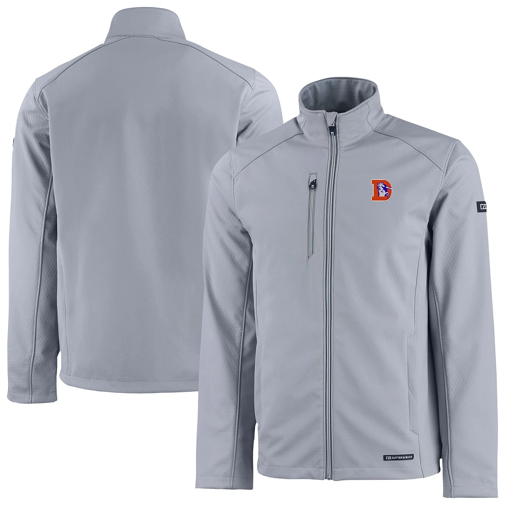 Men's Cutter & Buck Gray Denver Broncos Evoke Eco Softshell Recycled Full-Zip Jacket