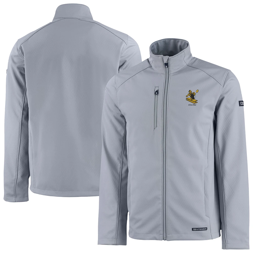 Men's Cutter & Buck Gray Pittsburgh Steelers Evoke Eco Softshell Recycled Full-Zip Jacket