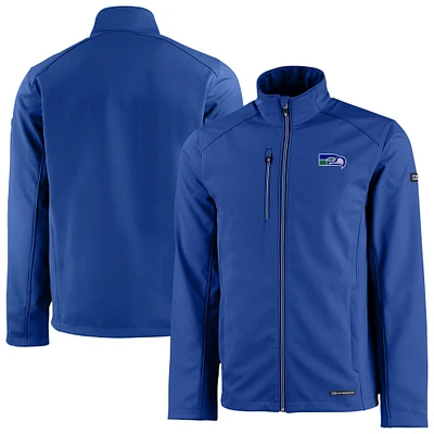 Men's Cutter & Buck Royal Seattle Seahawks Evoke Eco Softshell Recycled Full-Zip Jacket
