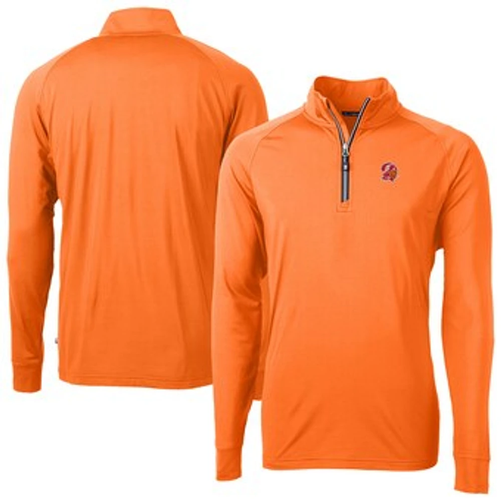 Men's Cutter & Buck Orange Tampa Bay Buccaneers Adapt Eco DryTec Raglan Quarter-Zip Jacket