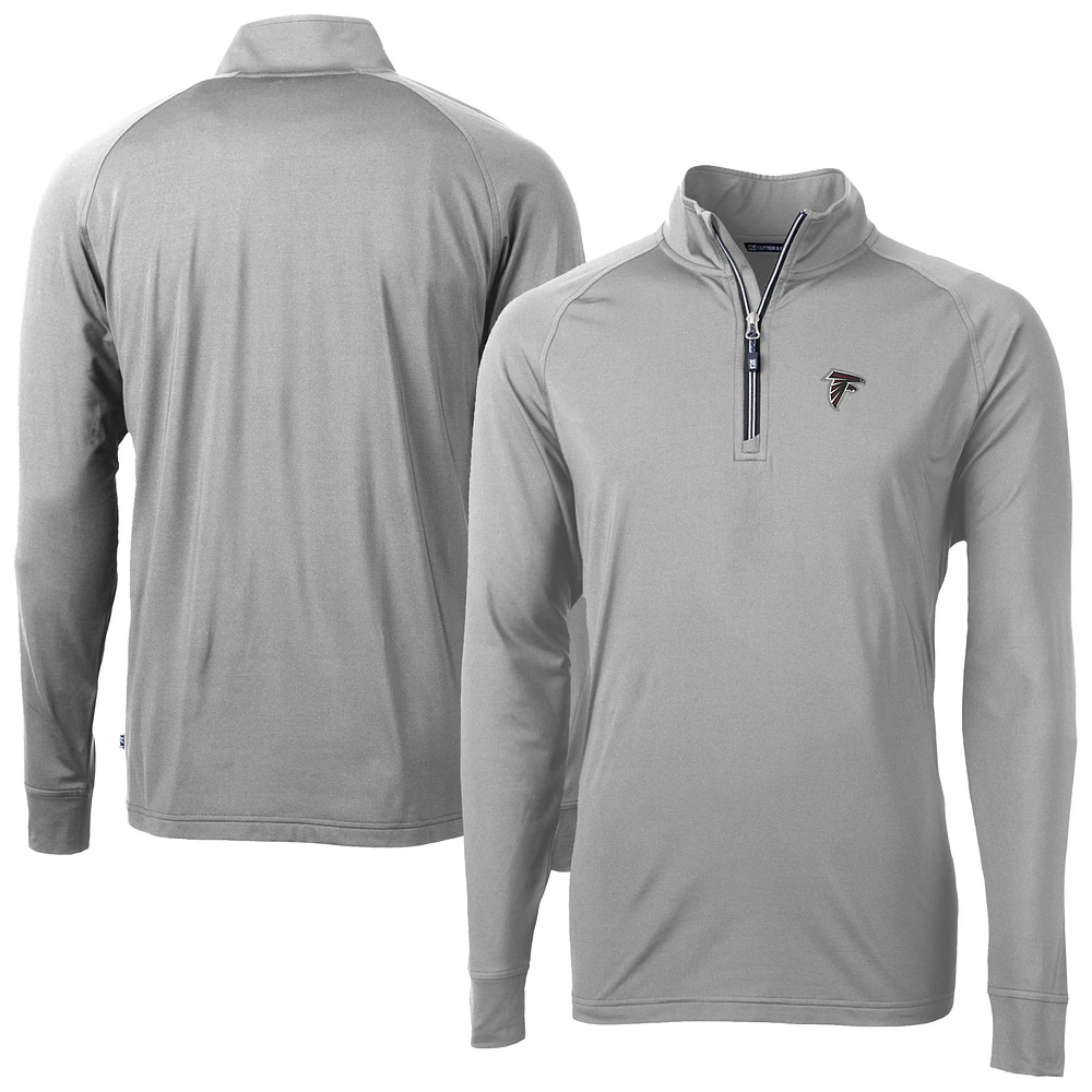 Men's Cutter & Buck Gray Atlanta Falcons Adapt Eco DryTec Raglan Quarter-Zip Jacket