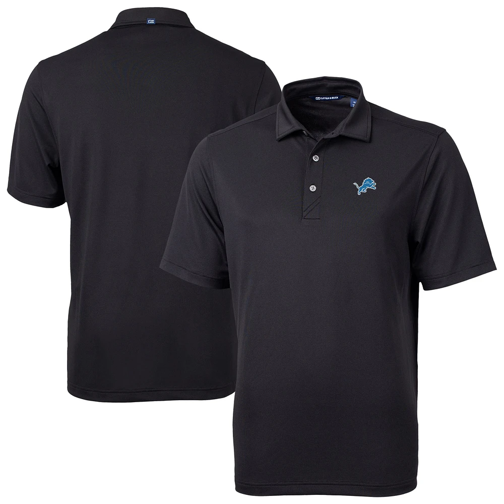 Men's Cutter & Buck Black Detroit Lions Virtue Eco Pique Tile Print Recycled Polo