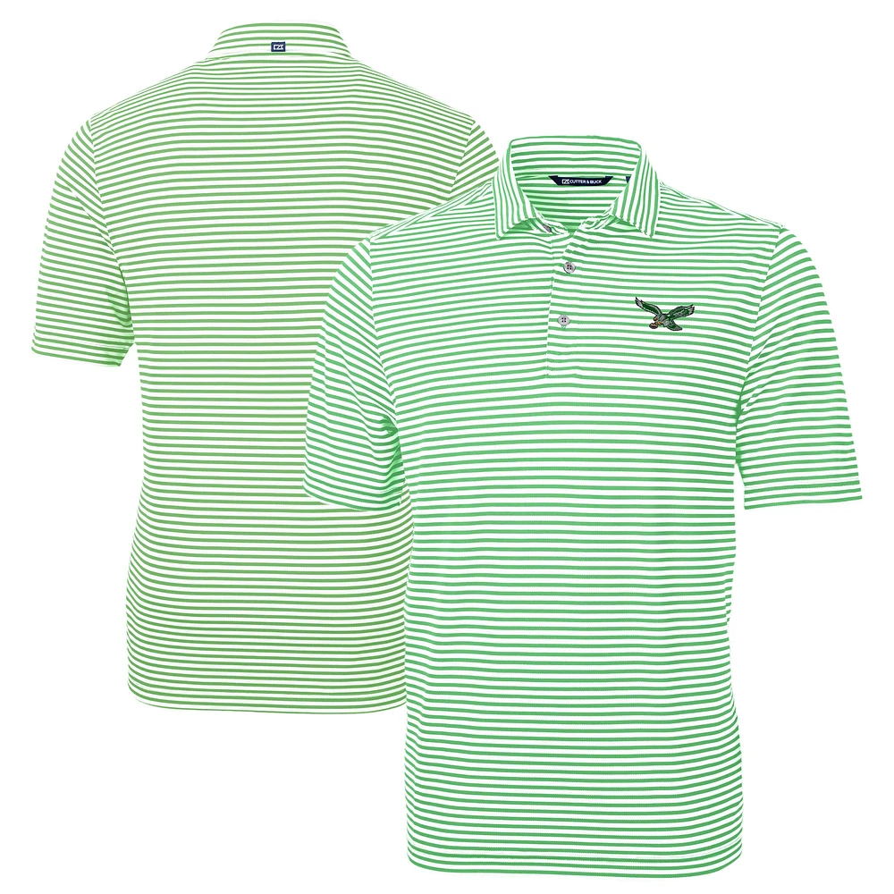 Men's Cutter & Buck Kelly Green Philadelphia Eagles Virtue Eco Pique Stripe Recycled Polo