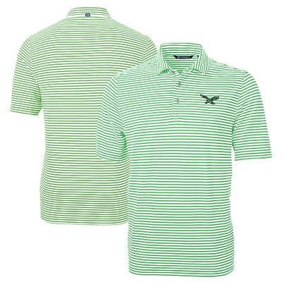 Men's Cutter & Buck Kelly Green Philadelphia Eagles Virtue Eco Pique Stripe Recycled Polo