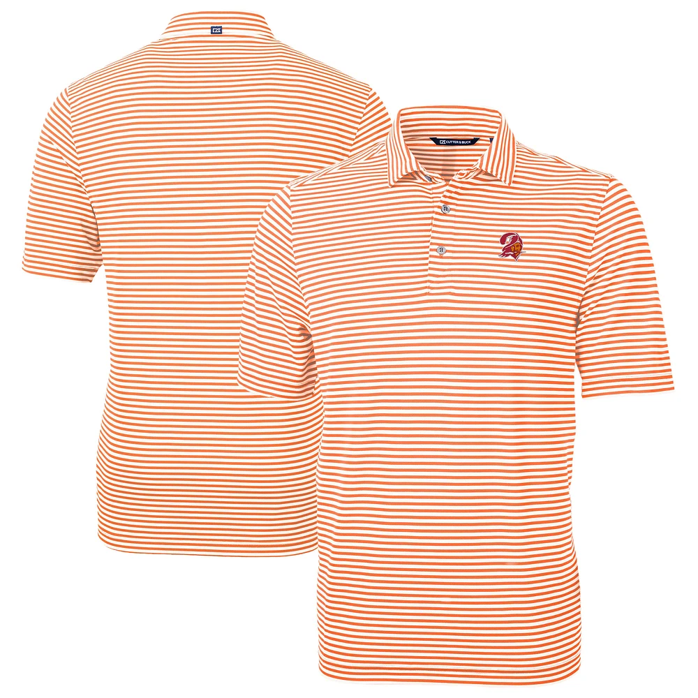 Men's Cutter & Buck Orange Tampa Bay Buccaneers Virtue Eco Pique Stripe Recycled Polo
