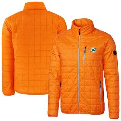 Men's Cutter & Buck Orange Miami Dolphins Rainier PrimaLoft Eco Insulated Full-Zip Puffer Jacket
