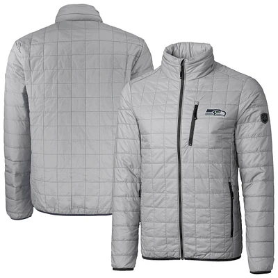 Men's Cutter & Buck Gray Seattle Seahawks Rainier PrimaLoft Eco Insulated Full-Zip Puffer Jacket