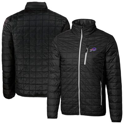 Men's Cutter & Buck Black Buffalo Bills Rainier PrimaLoft Eco Insulated Full-Zip Puffer Jacket
