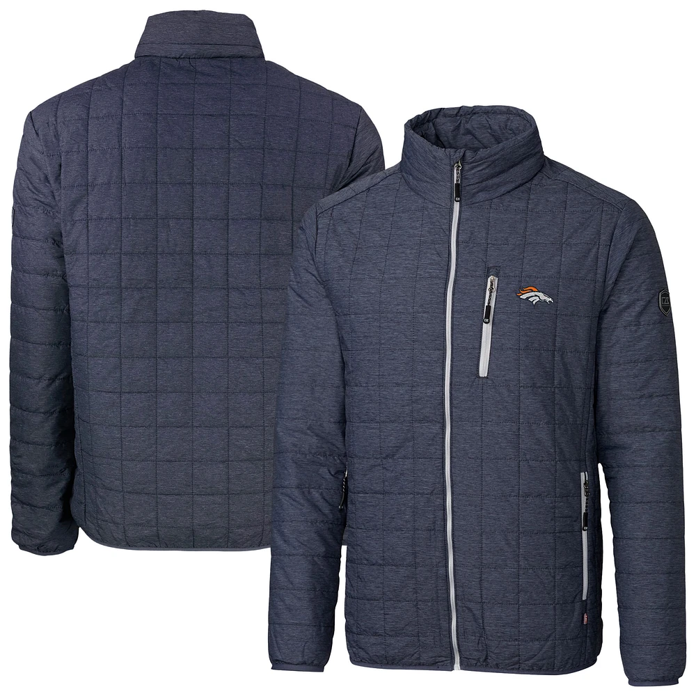 Men's Cutter & Buck Anthracite Denver Broncos Rainier PrimaLoft Eco Insulated Full-Zip Puffer Jacket