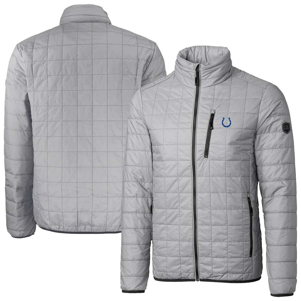 Men's Cutter & Buck Gray Indianapolis Colts Rainier PrimaLoft Eco Insulated Full-Zip Puffer Jacket