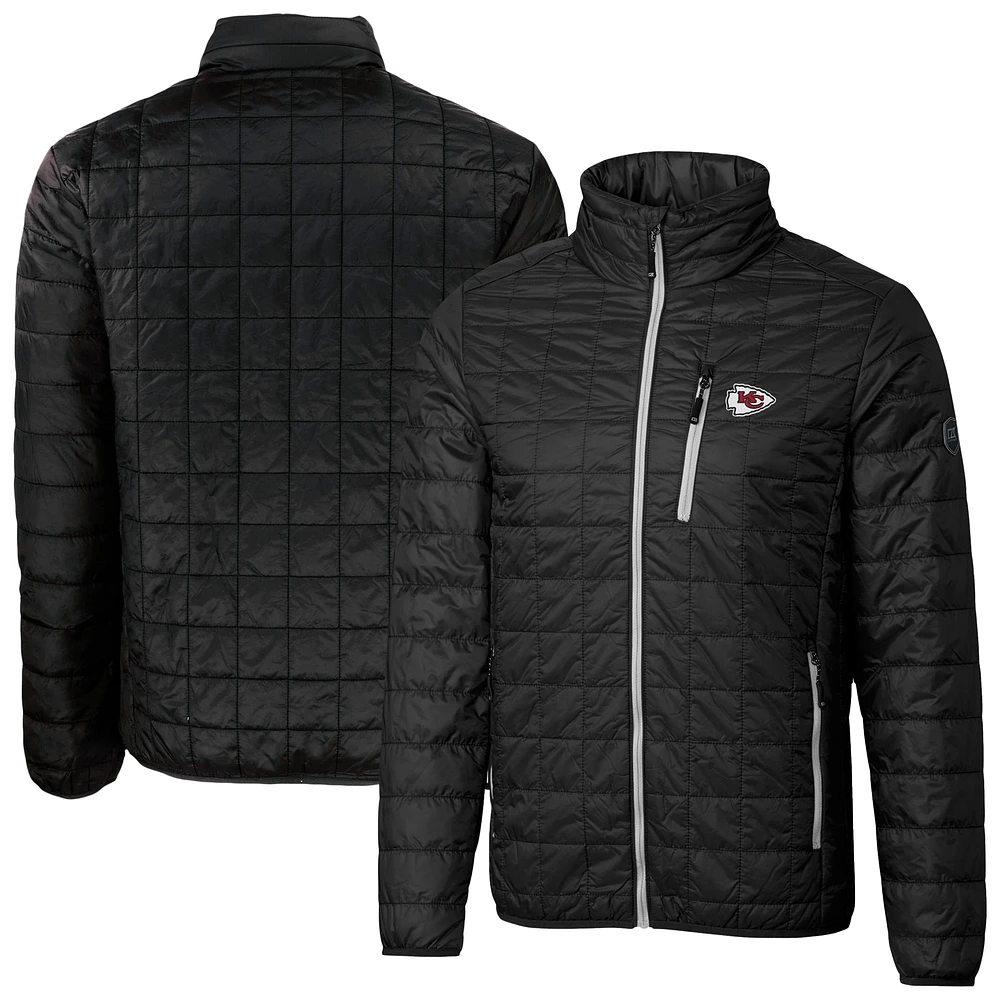 Men's Cutter & Buck Black Kansas City Chiefs Rainier PrimaLoft Eco Insulated Full-Zip Puffer Jacket