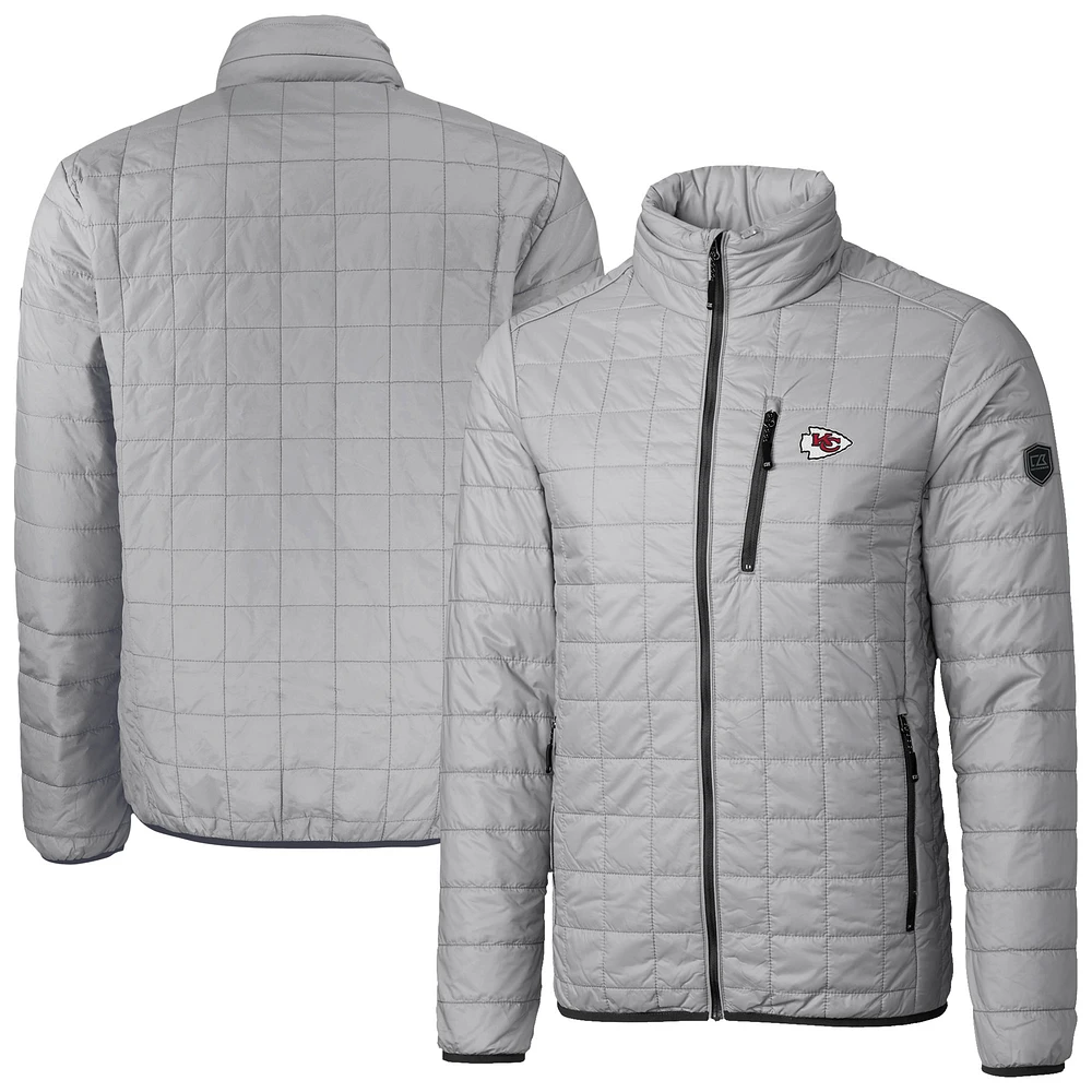 Men's Cutter & Buck Gray Kansas City Chiefs Rainier PrimaLoft Eco Insulated Full-Zip Puffer Jacket