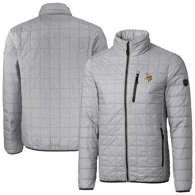 Men's Cutter & Buck Gray Minnesota Vikings Rainier PrimaLoft Eco Insulated Full-Zip Puffer Jacket