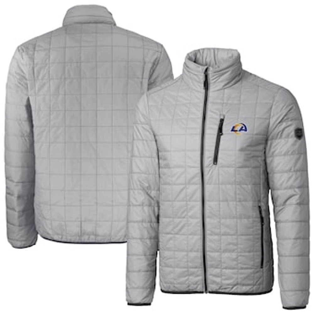 Men's Cutter & Buck Gray Los Angeles Rams Rainier PrimaLoft Eco Insulated Full-Zip Puffer Jacket