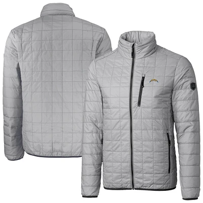 Men's Cutter & Buck Gray Los Angeles Chargers Rainier PrimaLoft Eco Insulated Full-Zip Puffer Jacket