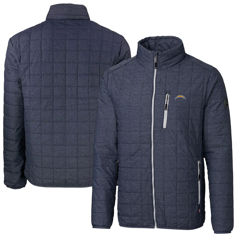 Men's Cutter & Buck Anthracite Los Angeles Chargers Rainier PrimaLoft Eco Insulated Full-Zip Puffer Jacket