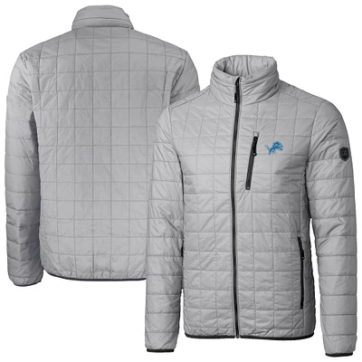 Men's Cutter & Buck Gray Detroit Lions Rainier PrimaLoft Eco Insulated Full-Zip Puffer Jacket