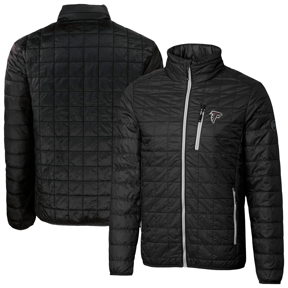 Men's Cutter & Buck Black Atlanta Falcons Rainier PrimaLoft Eco Insulated Full-Zip Puffer Jacket