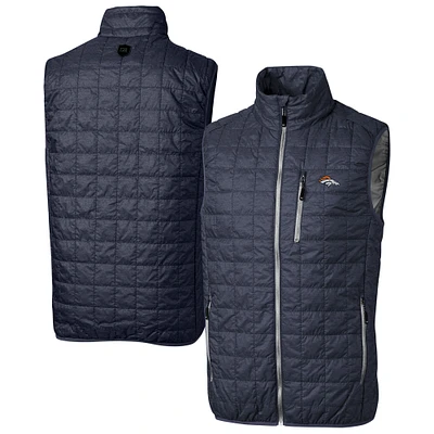 Men's Cutter & Buck Navy Denver Broncos Rainier PrimaLoft Eco Insulated Full-Zip Puffer Vest