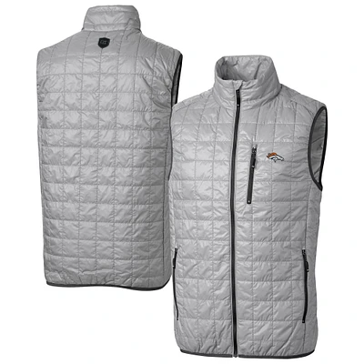 Men's Cutter & Buck Gray Denver Broncos Rainier PrimaLoft Eco Insulated Full-Zip Puffer Vest