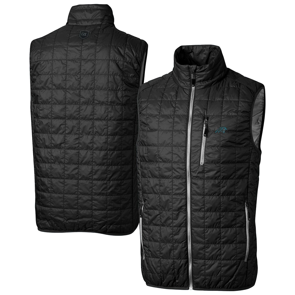 Men's Cutter & Buck Carolina Panthers Rainier PrimaLoft Eco Insulated Full-Zip Puffer Vest
