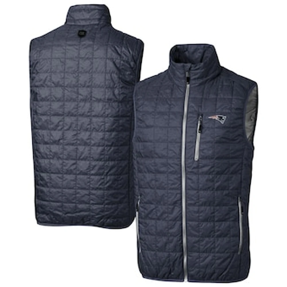 Men's Cutter & Buck Navy New England Patriots Rainier PrimaLoft Eco Insulated Full-Zip Puffer Vest