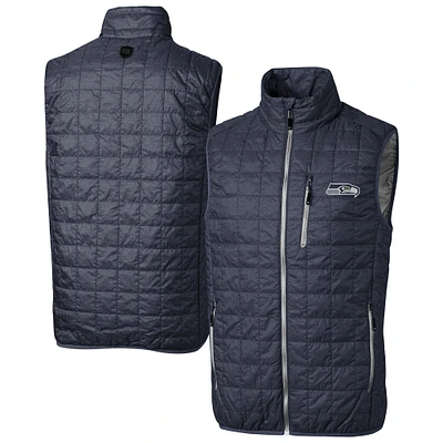 Men's Cutter & Buck Navy Seattle Seahawks Rainier PrimaLoft Eco Insulated Full-Zip Puffer Vest