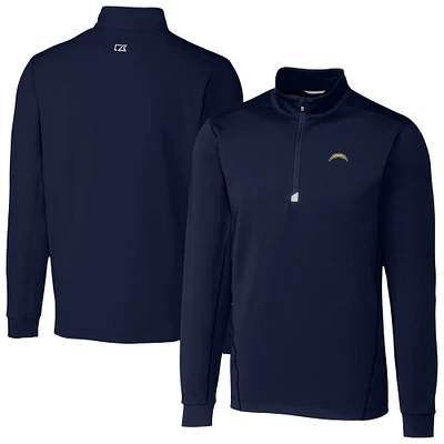Men's Cutter & Buck Navy Los Angeles Chargers Traverse Stretch Quarter-Zip Top