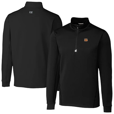 Men's Cutter & Buck Black Cincinnati Bengals Traverse Stretch Quarter-Zip Top
