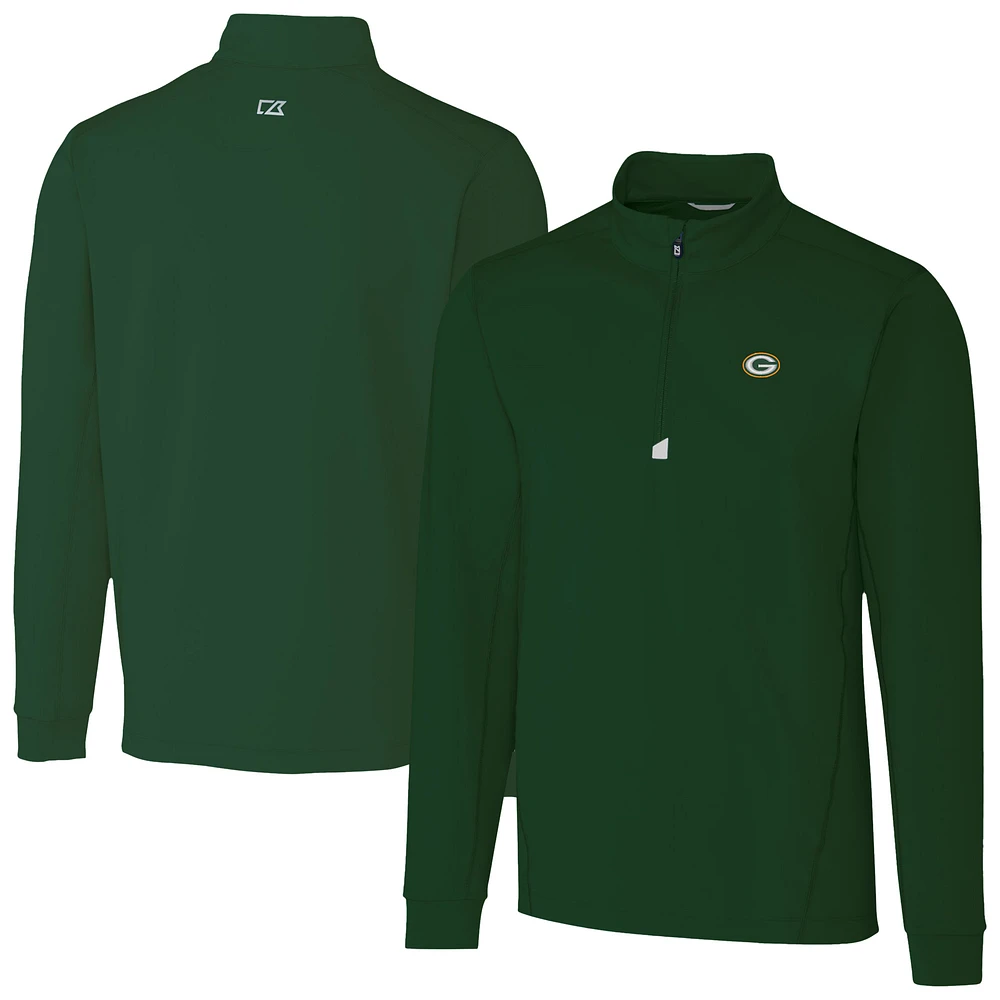 Men's Cutter & Buck Hunter Green Bay Packers Traverse Stretch Quarter-Zip Top