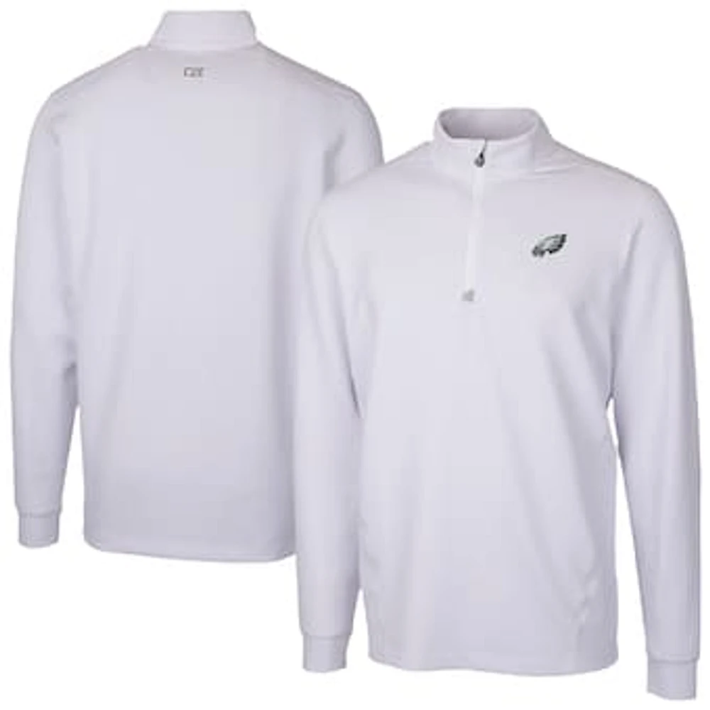 Men's Cutter & Buck White Philadelphia Eagles Traverse Stretch Quarter-Zip Top