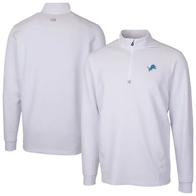Men's Cutter & Buck White Detroit Lions Traverse Stretch Quarter-Zip Top