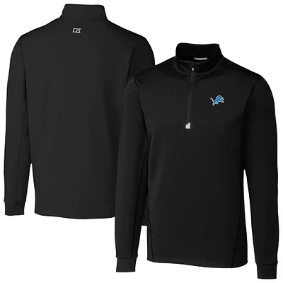 Men's Cutter & Buck Black Detroit Lions Traverse Stretch Quarter-Zip Top