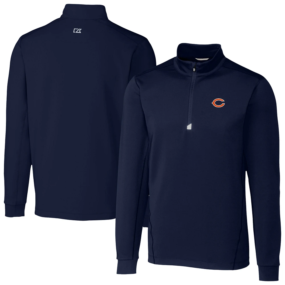 Men's Cutter & Buck Navy Chicago Bears Traverse Stretch Quarter-Zip Top