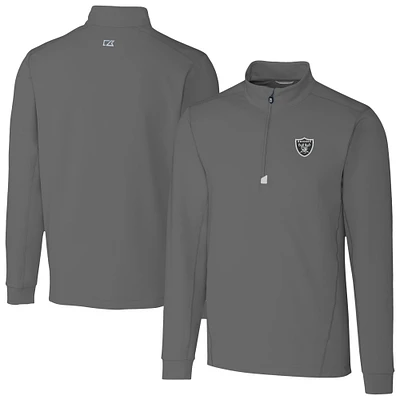 Men's Cutter & Buck Gray Las Vegas Raiders Traverse Stretch Quarter-Zip Top